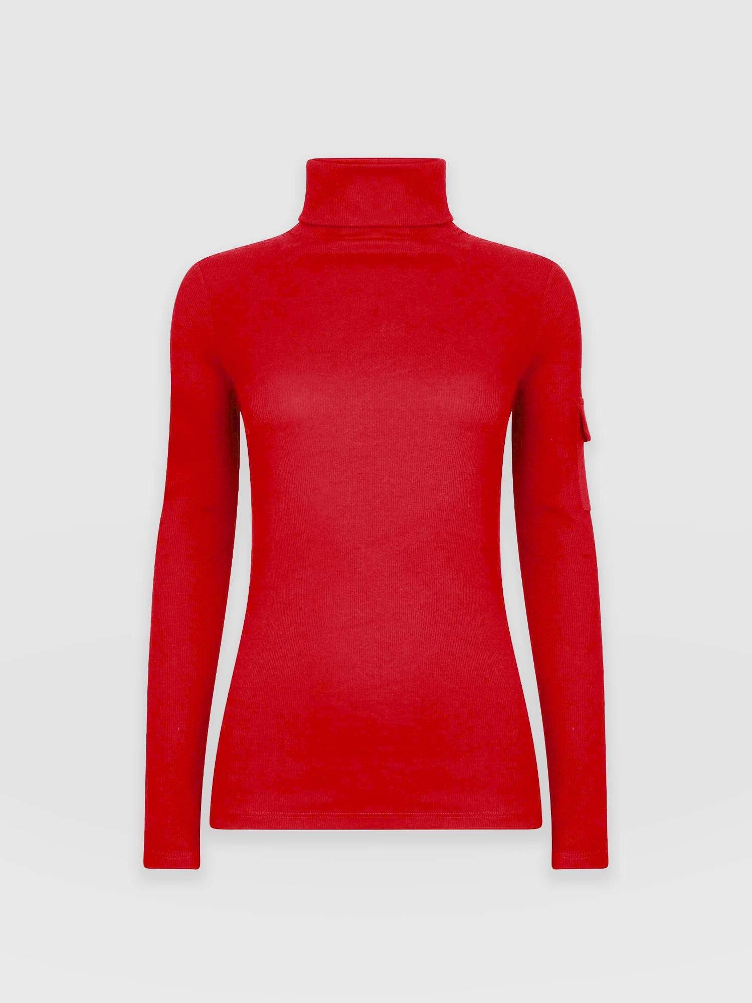 Pocket Roll Neck Red - Women's Jumpers | Saint + Sofia® UK